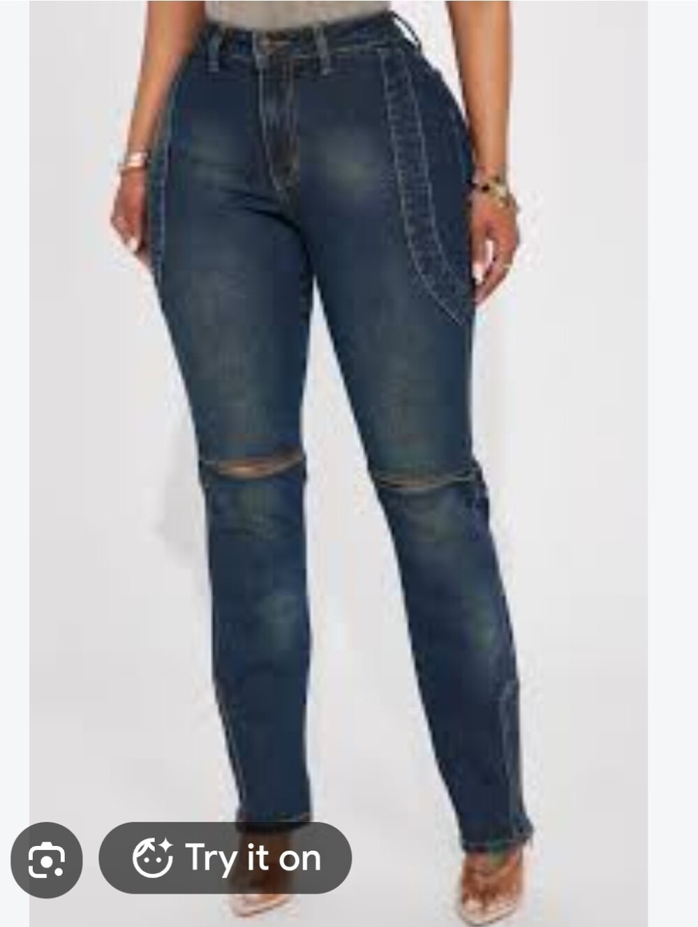 Fashion Nova Jean Running Slim Straight Leg Cut Out Zipper Ankles Sz 7